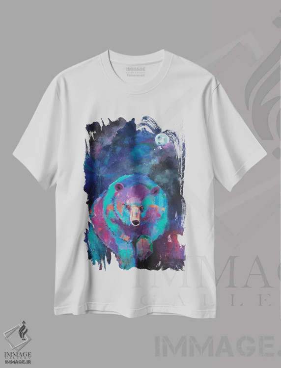 تیشرت سفید طرح دار گشت شبانه خرس اثر کری مک کیب | immage.ir