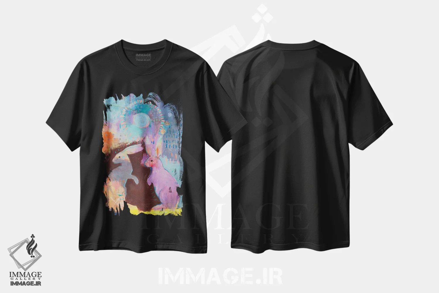 تیشرت مشکی طرح دار جادوی خرگوش اثر کری مک کیب | فروشگاه ایماژ