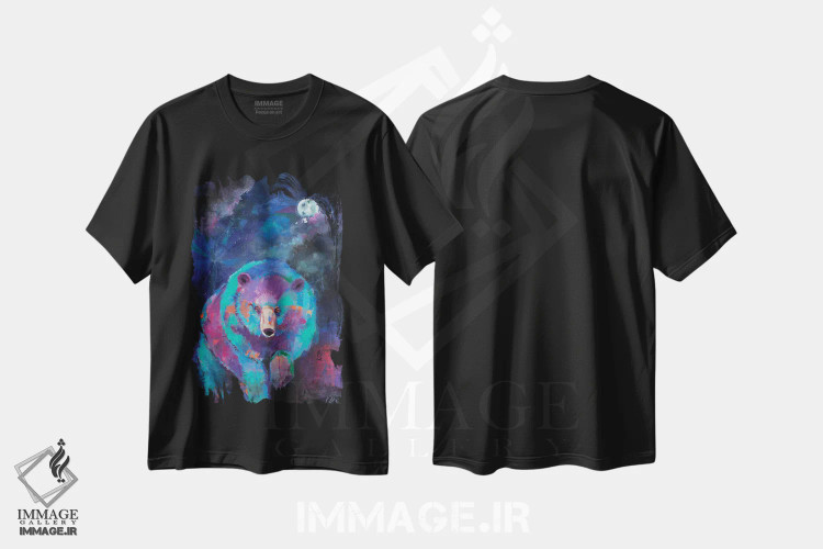 تیشرت مشکی طرح دار گشت شبانه خرس اثر کری مک کیب | فروشگاه ایماژ