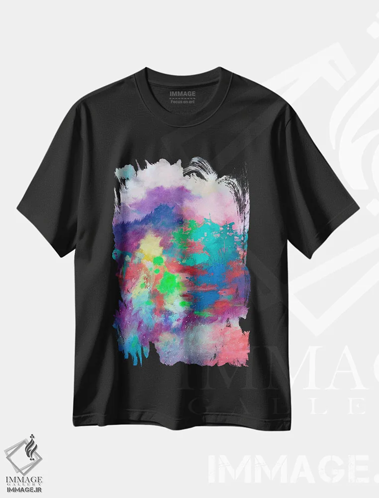 تیشرت مشکی طرح دار مسیر درهم تنیده اثر کری مک کیب | immage.ir