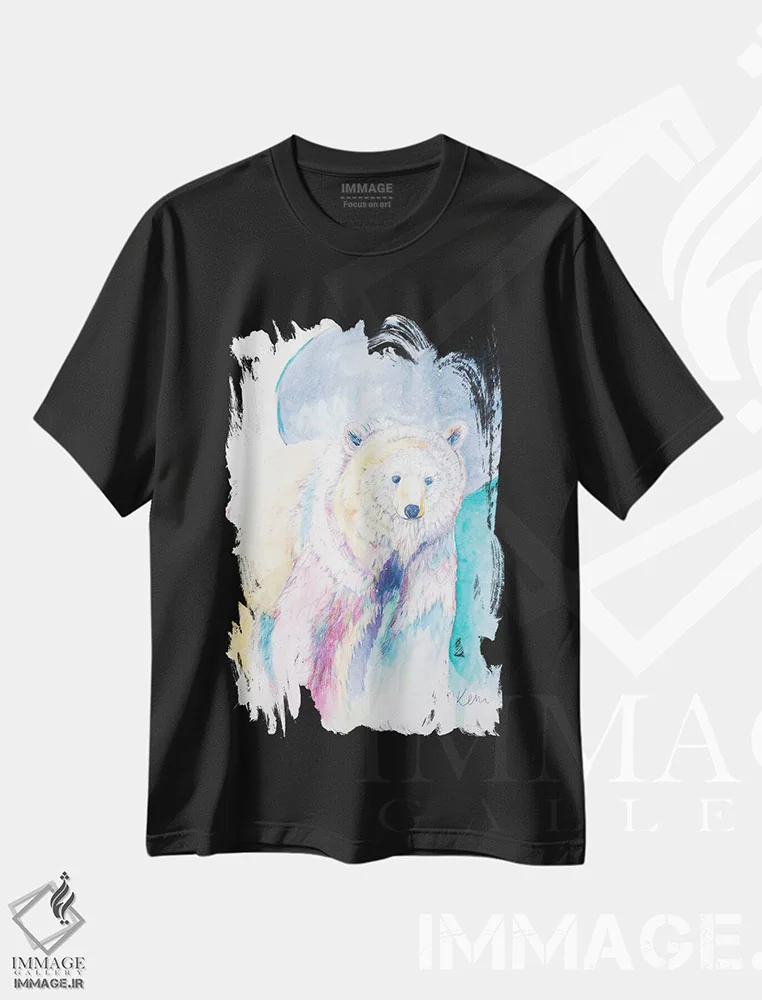 تیشرت مشکی طرح دار سرگردانی خرس اثر کری مک کیب | فروشگاه ایماژ