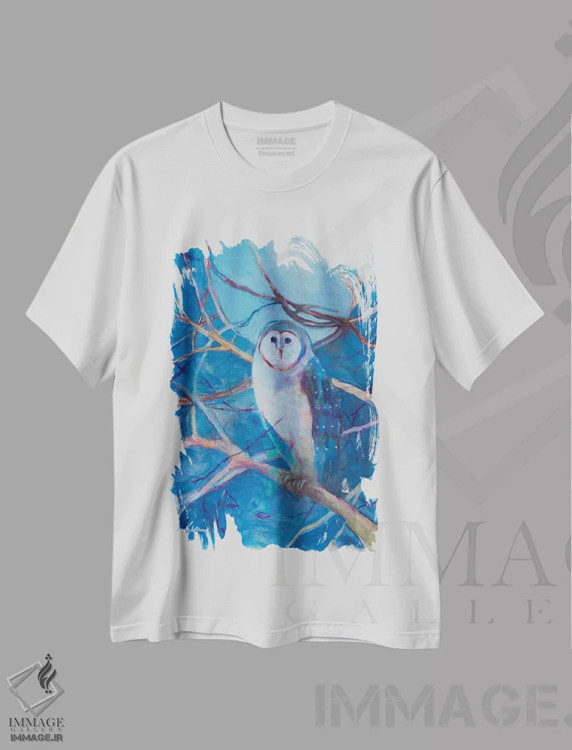 تیشرت سفید طرح دار دید در شب، هنر فاخر معاصر اثر کری مک کیب | immage.ir