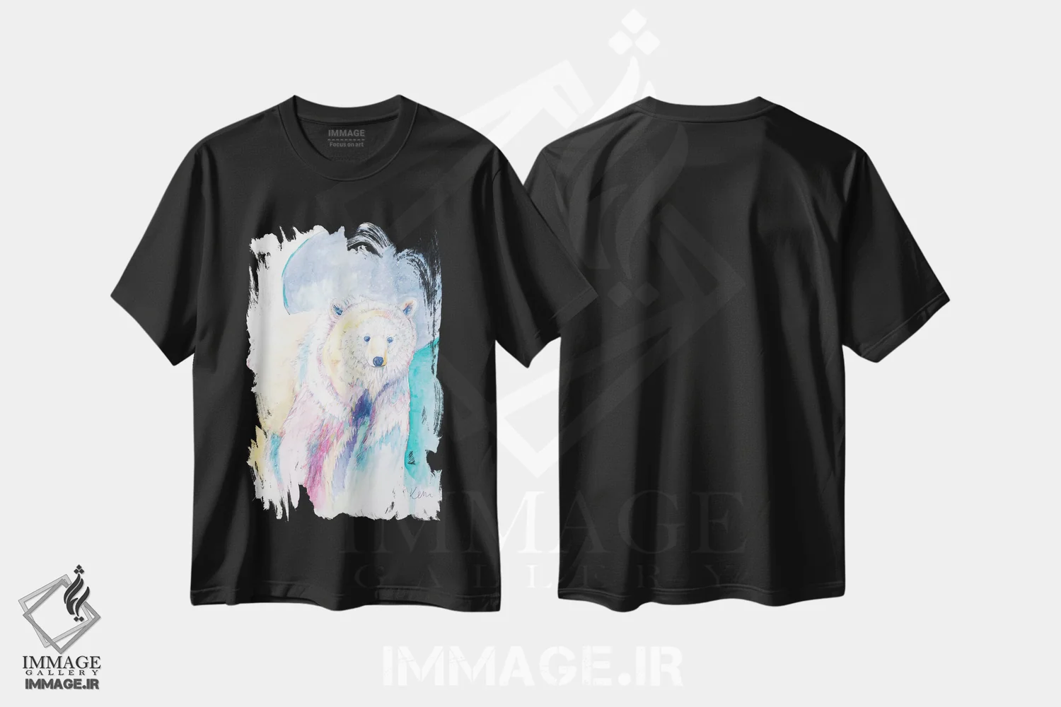 تیشرت مشکی طرح دار سرگردانی خرس اثر کری مک کیب | فروشگاه ایماژ