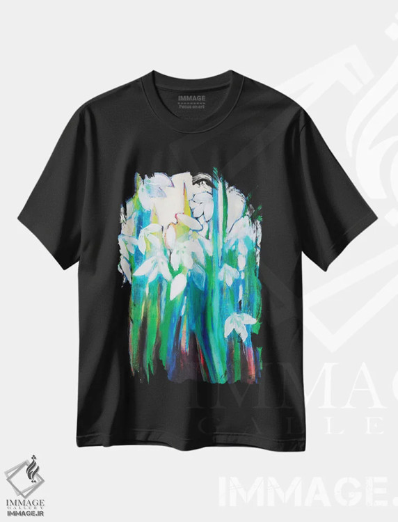 تیشرت مشکی طرح دار شکوفه دادن در مهتاب، مدیوم اثر کری مک کیب | immage.ir