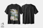 تیشرت مشکی طرح دار منظره جنگلی شماره ۳، دکور کلبه و لژ اثر کاتیا بلینی | فروشگاه ایماژ