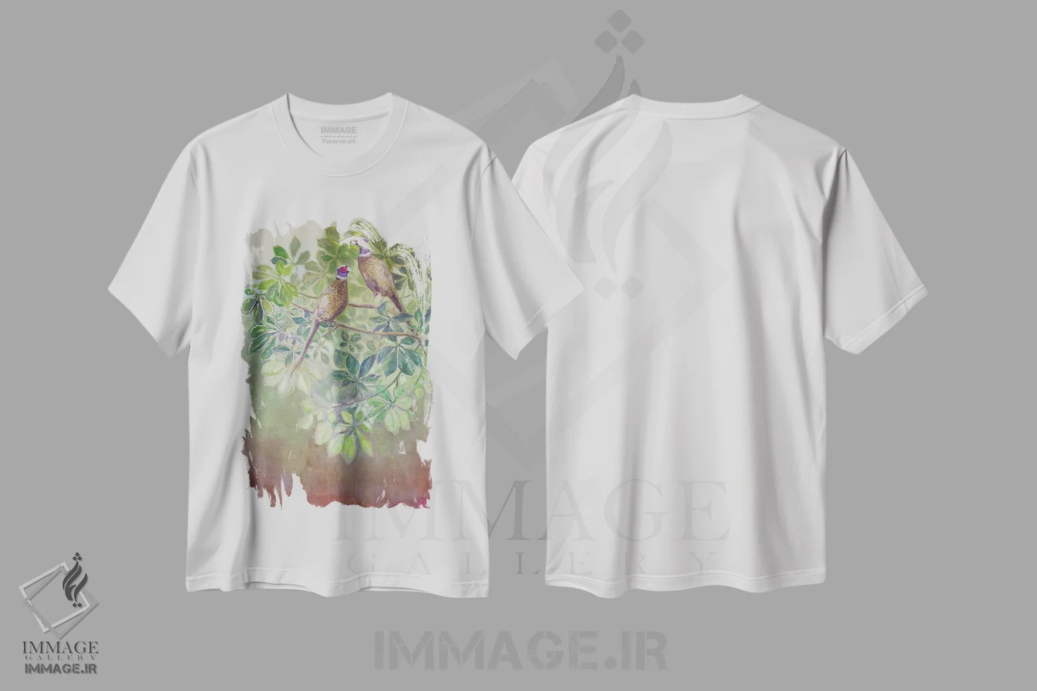 تیشرت سفید طرح دار قرقاول ها، هنر فاخر معاصر اثر کاتیا بلینی | immage.ir