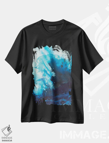 تیشرت مشکی طرح دار آبی اثر کی بی ام | فروشگاه ایماژ