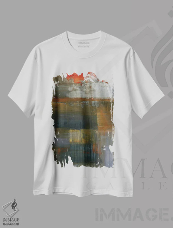 تیشرت سفید طرح دار صلابت اثر کی بی ام | immage.ir