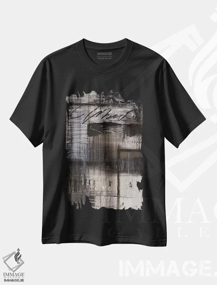 تیشرت مشکی طرح دار لحظات سیاه اثر کی بی ام | فروشگاه ایماژ