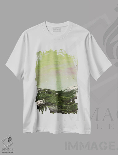 تیشرت سفید طرح دار آب های تیره اثر کی بی ام | فروشگاه ایماژ