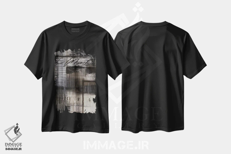 تیشرت مشکی طرح دار لحظات سیاه اثر کی بی ام | فروشگاه ایماژ