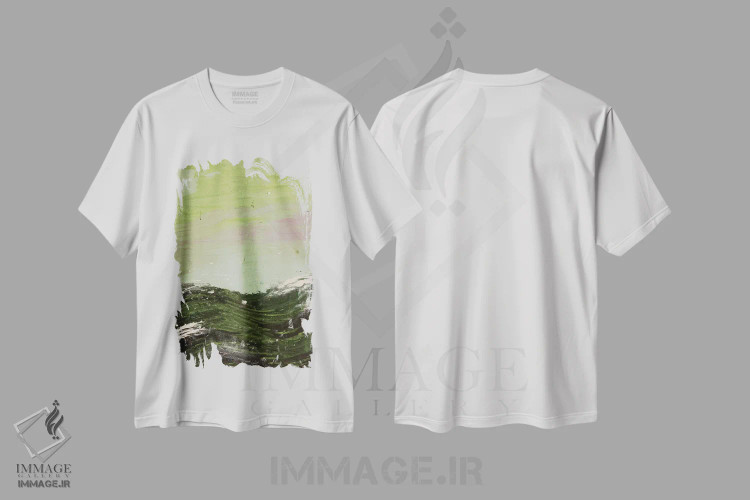 تیشرت سفید طرح دار آب های تیره اثر کی بی ام | فروشگاه ایماژ