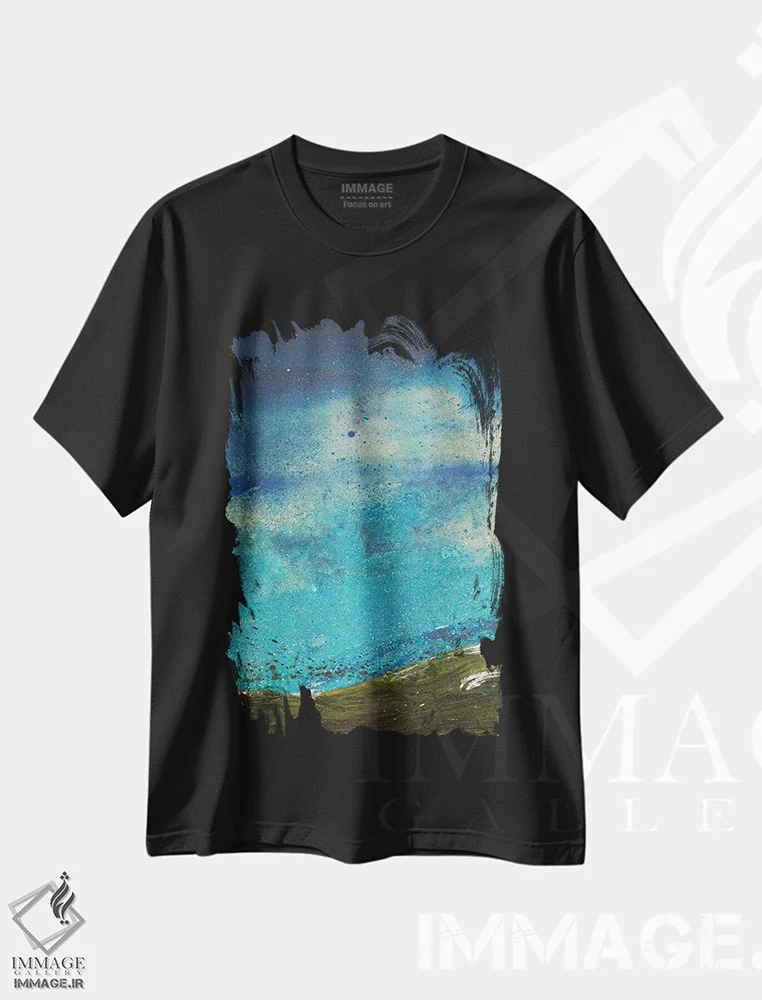تیشرت مشکی طرح دار موج های شب شماره ۱ اثر کی بی ام | immage.ir