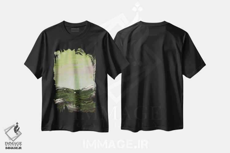 تیشرت مشکی طرح دار آب های تیره اثر کی بی ام | immage.ir