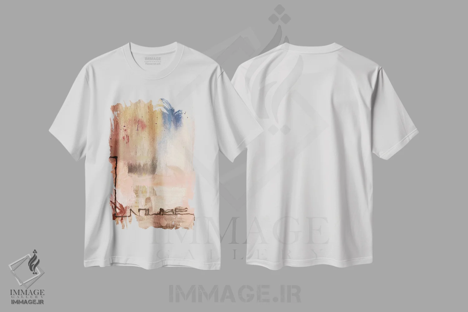 تیشرت سفید طرح دار الهام بخش اثر کی بی ام | immage.ir