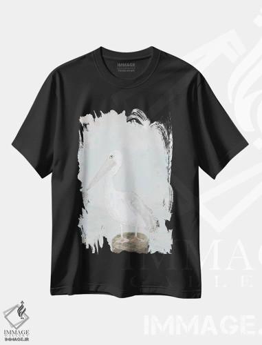 تیشرت مشکی طرح دار مرغ دریایی تنها، دکور ساحلی اثر کارن بارسکی | فروشگاه ایماژ