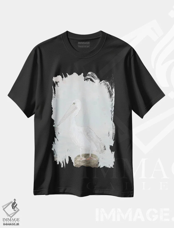 تیشرت مشکی طرح دار مرغ دریایی تنها، دکور ساحلی اثر کارن بارسکی | فروشگاه ایماژ