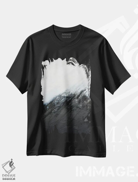 تیشرت مشکی طرح دار برف سفید اثر کی بی ام | immage.ir