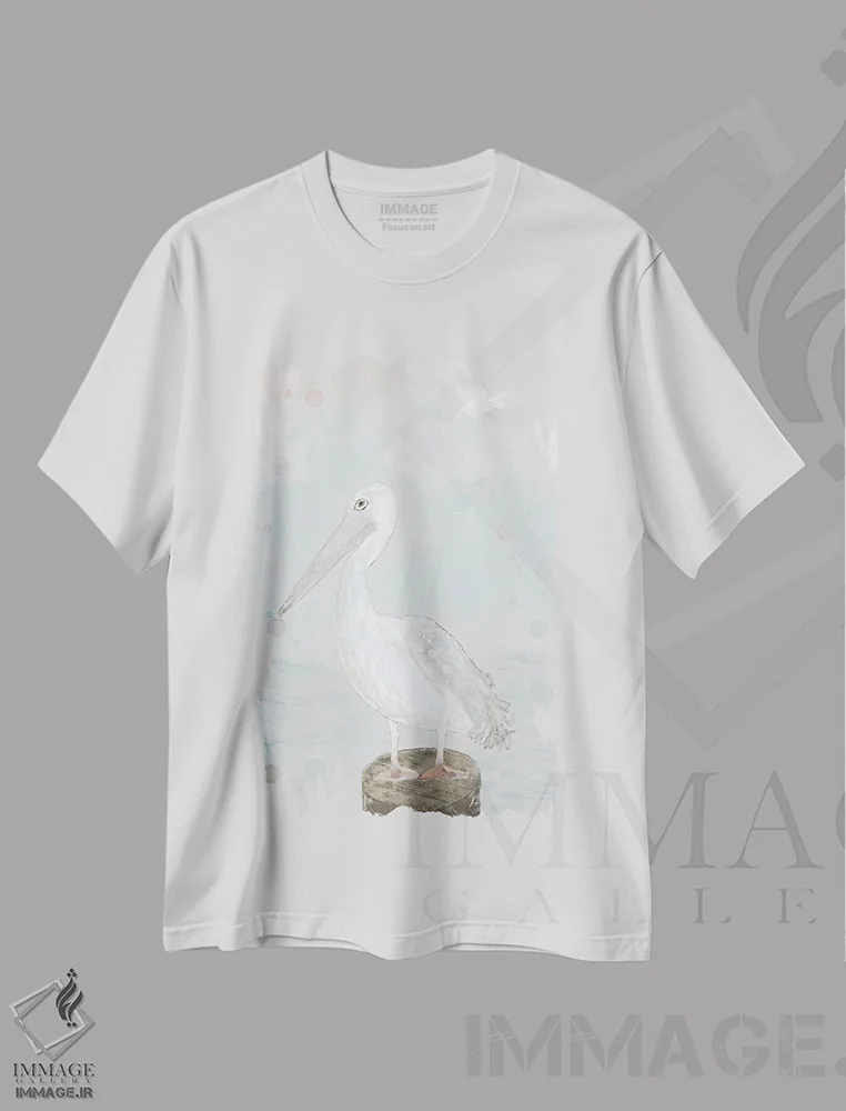 تیشرت سفید طرح دار مرغ دریایی تنها، دکور ساحلی اثر کارن بارسکی | immage.ir