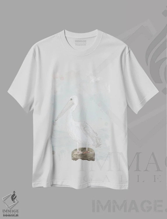 تیشرت سفید طرح دار مرغ دریایی تنها، دکور ساحلی اثر کارن بارسکی | immage.ir