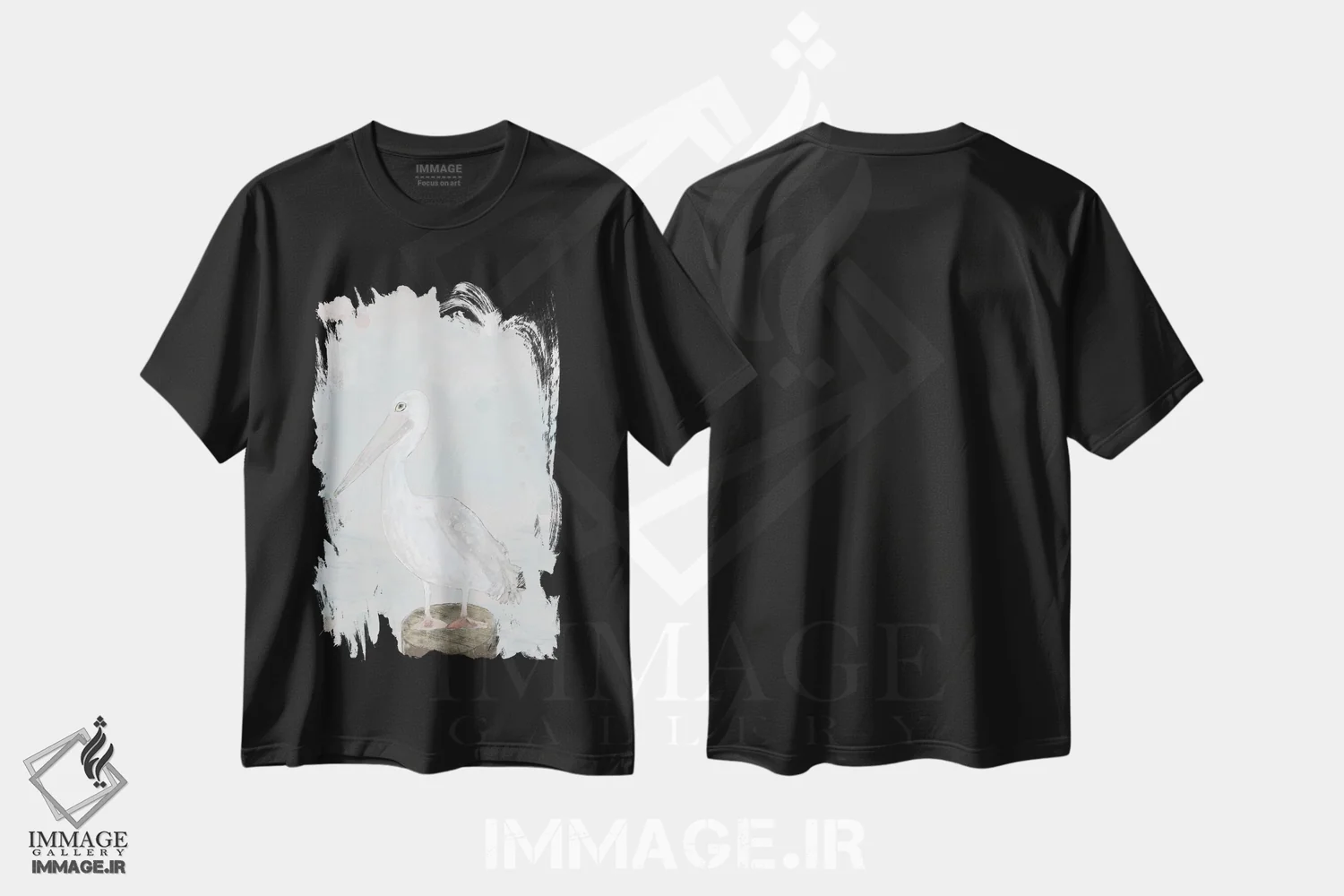 تیشرت مشکی طرح دار مرغ دریایی تنها، دکور ساحلی اثر کارن بارسکی | فروشگاه ایماژ
