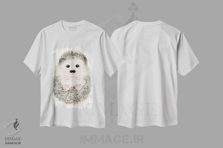 تیشرت سفید طرح دار جوجه تیغی شماره ۱، تزئینی اثر کارن بارسکی | فروشگاه ایماژ