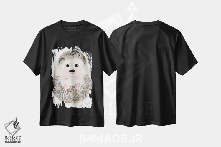 تیشرت مشکی طرح دار جوجه تیغی شماره ۱، تزئینی اثر کارن بارسکی | immage.ir