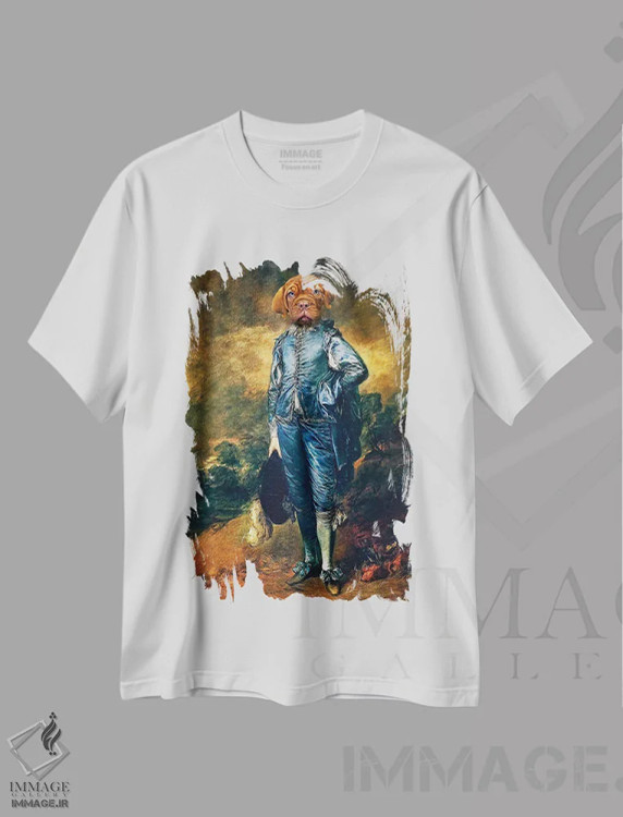 تیشرت سفید طرح دار توله سگ پسر آبی، عکاسی ترکیبی اثر کارن بورک | فروشگاه ایماژ