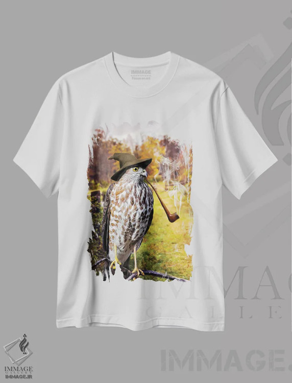 تیشرت سفید طرح دار شاهین جادوگر، هنر دیجیتال اثر کارن بورک | فروشگاه ایماژ
