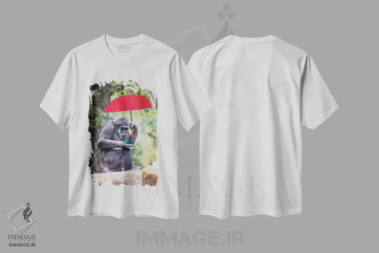 تیشرت سفید طرح دار میمون متصل به دنیا، عکاسی ترکیبی اثر کارن بورک | immage.ir