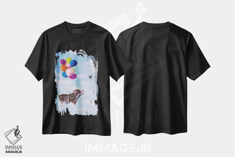 تیشرت مشکی طرح دار رویاهاتو دنبال کن، عکاسی ترکیبی اثر کارن بورک | فروشگاه ایماژ