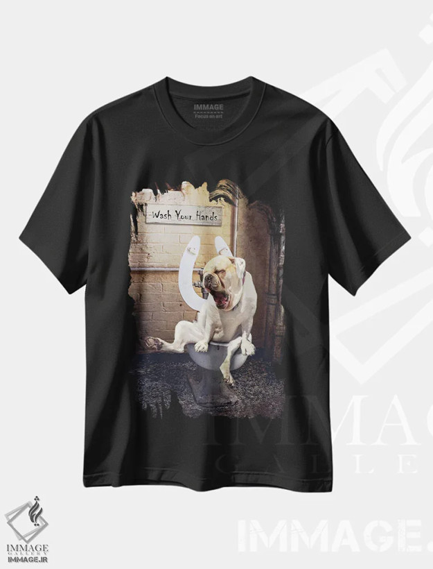 تیشرت مشکی طرح دار دردسرهای دستشویی، عکاسی ترکیبی اثر کارن بورک | فروشگاه ایماژ