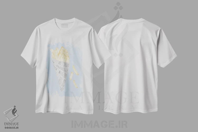 تیشرت سفید طرح دار ماهی و سیب زمینی لب ساحل تابستانی، دکور ساحلی اثر کلسی امبلو | فروشگاه ایماژ