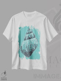 تیشرت سفید طرح دار صدف تیفانی، دکور ساحلی اثر کلسی امبلو | immage.ir
