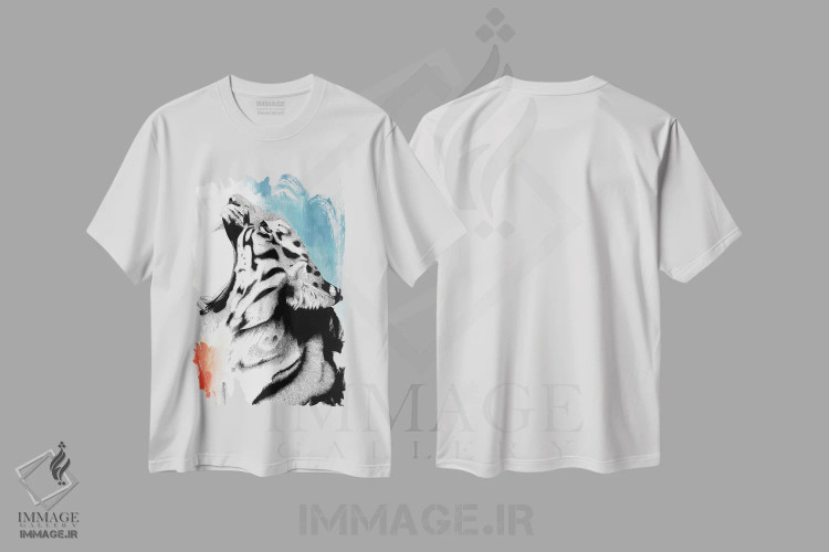 تیشرت سفید طرح دار گربه سان بزرگ خیال انگیز، دکور معاصر اثر کلسی امبلو | فروشگاه ایماژ