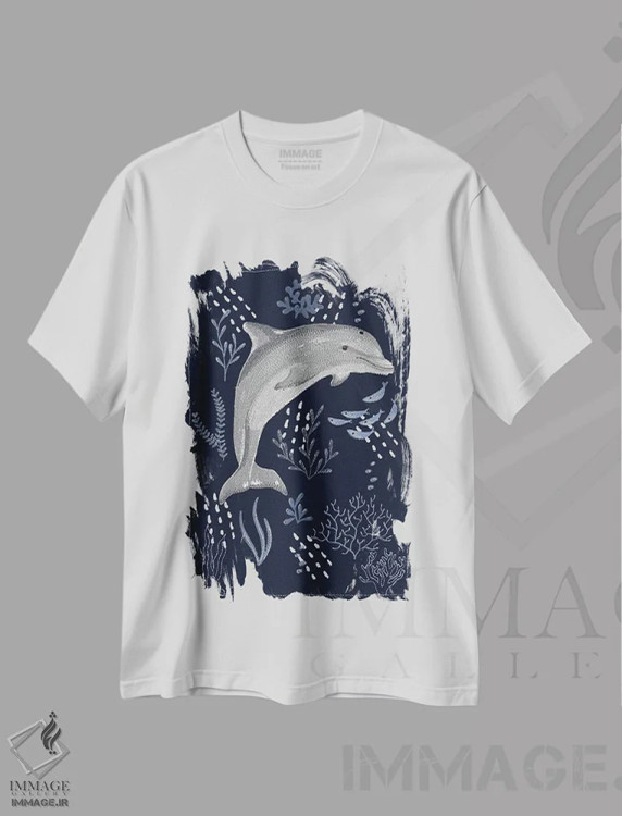 تیشرت سفید طرح دار دلفین، دکور معاصر اثر کلسی امبلو | immage.ir