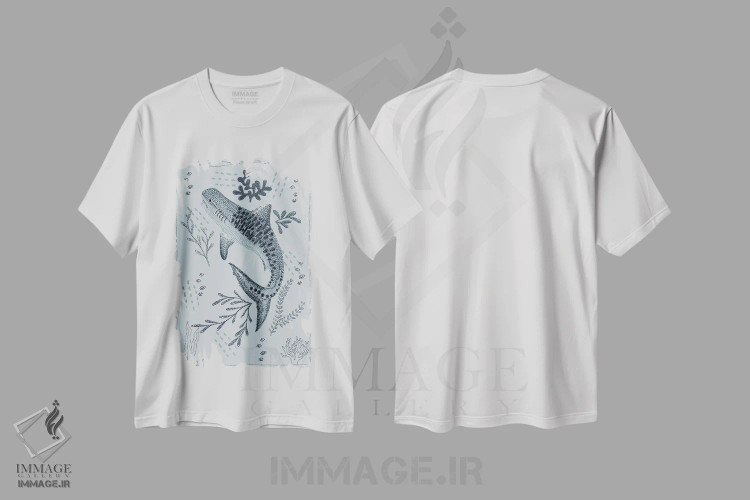 تیشرت سفید طرح دار کوسه ببری، دکور معاصر اثر کلسی امبلو | فروشگاه ایماژ