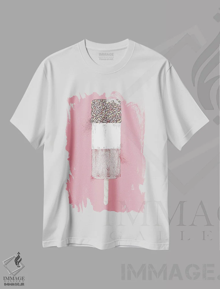 تیشرت سفید طرح دار یخمک ساحل تابستان، دکور معاصر اثر کلسی امبلو | فروشگاه ایماژ