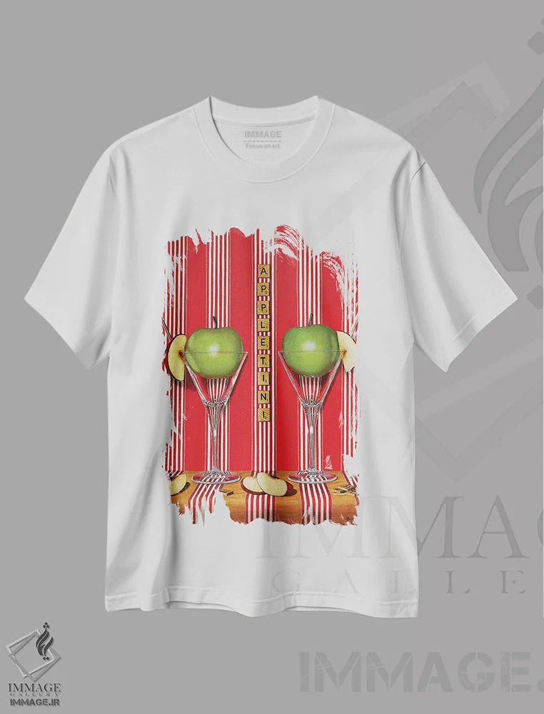 تیشرت سفید طرح دار اپلتینی، هنر فاخر معاصر اثر کارن بودن | immage.ir