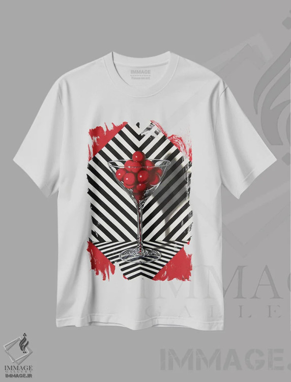 تیشرت سفید طرح دار فقط قرمز، هنر فاخر معاصر اثر کارن بودن | فروشگاه ایماژ