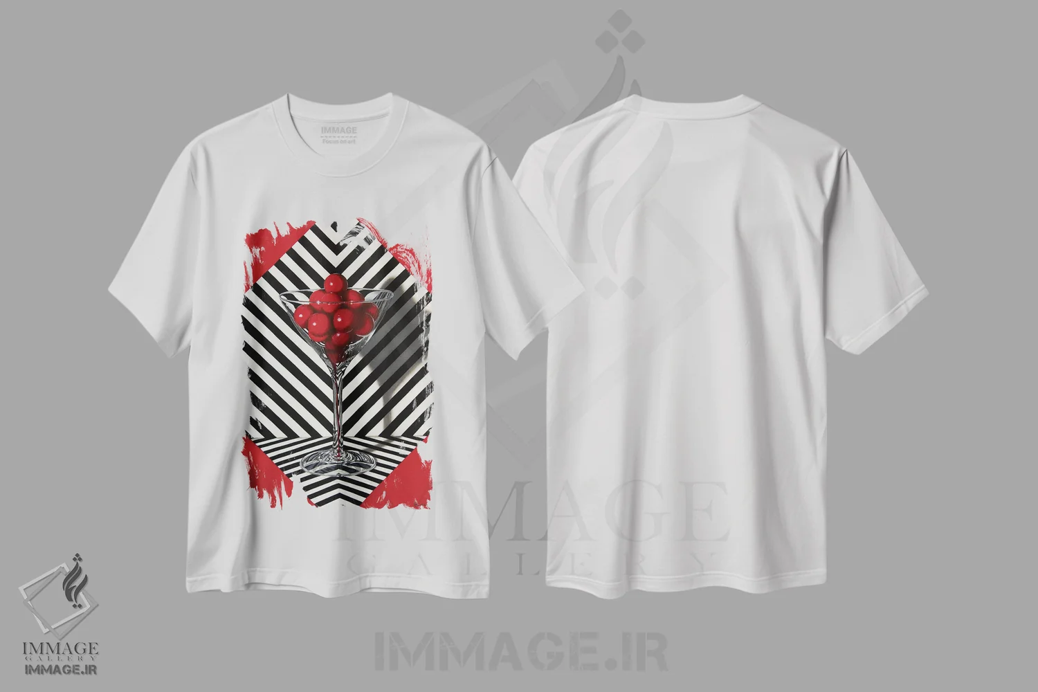 تیشرت سفید طرح دار فقط قرمز، هنر فاخر معاصر اثر کارن بودن | فروشگاه ایماژ