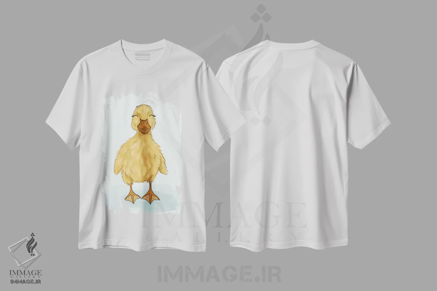 تیشرت سفید طرح دار جوجه اردک، دکور معاصر اثر کیتی برایانت | فروشگاه ایماژ