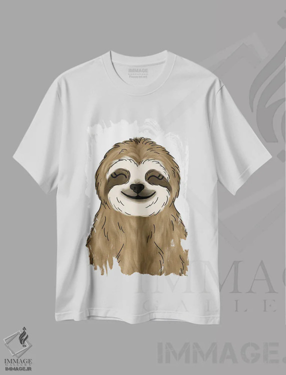 تیشرت سفید طرح دار تنبل، دکور معاصر اثر کیتی برایانت | فروشگاه ایماژ