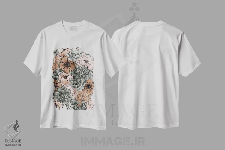 تیشرت سفید طرح دار گل های ساکولنت نرم، هنر دیجیتال اثر کیتی برایانت | immage.ir