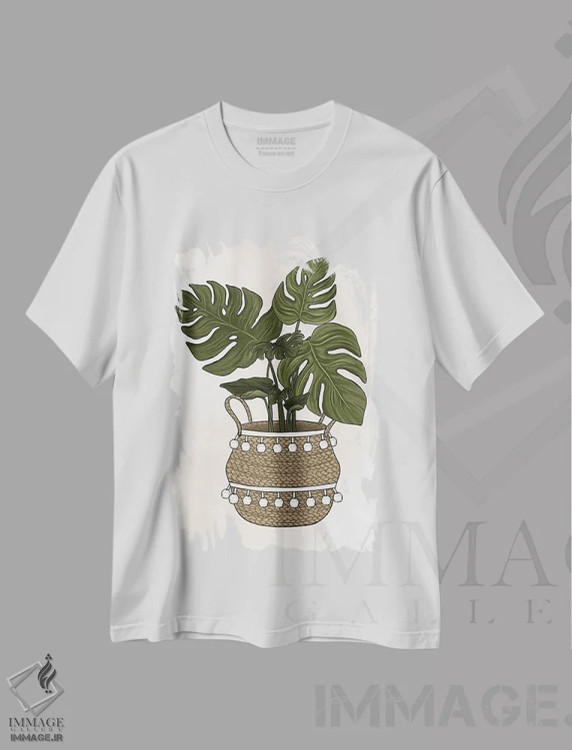 تیشرت سفید طرح دار گیاه مانسترا، دکور معاصر اثر کیتی برایانت | immage.ir