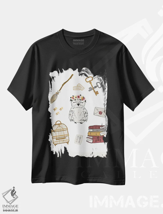 تیشرت مشکی طرح دار جغد جادویی، دکور معاصر اثر کیتی برایانت | immage.ir