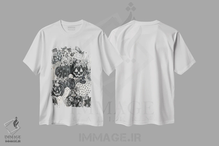 تیشرت سفید طرح دار کدوهای طرح دار شبح گونه، مدیوم اثر کیتی برایانت | immage.ir