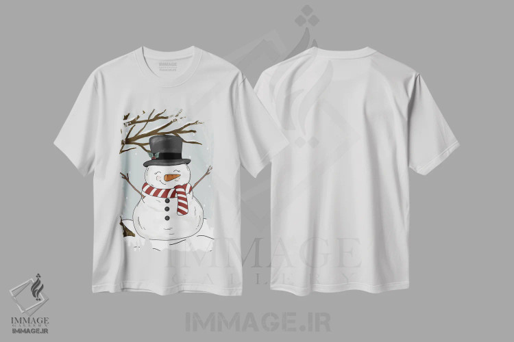 تیشرت سفید طرح دار آدم برفی کوچولو، دکور تعطیلات اثر کیتی برایانت | immage.ir