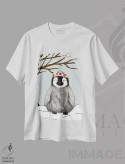 تیشرت سفید طرح دار پنگوئن زمستانی، دکور تعطیلات اثر کیتی برایانت | فروشگاه ایماژ