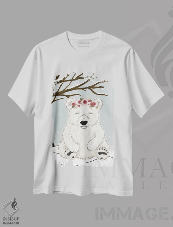 تیشرت سفید طرح دار خرس قطبی زمستانی، حیوانات کریسمسی اثر کیتی برایانت | immage.ir